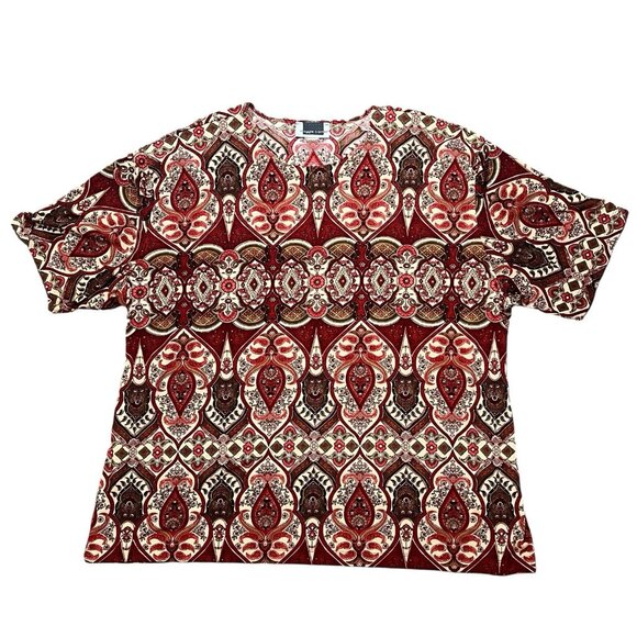 Maggie Barnes Tops - Maggie Barnes Women’s Top Plus Size 3X Red Stretch Short Sleeves